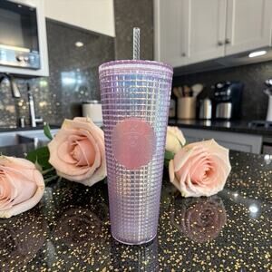 Starbucks Pink Grid Tumbler 24 oz Disco Cold Cup 2020 NWT